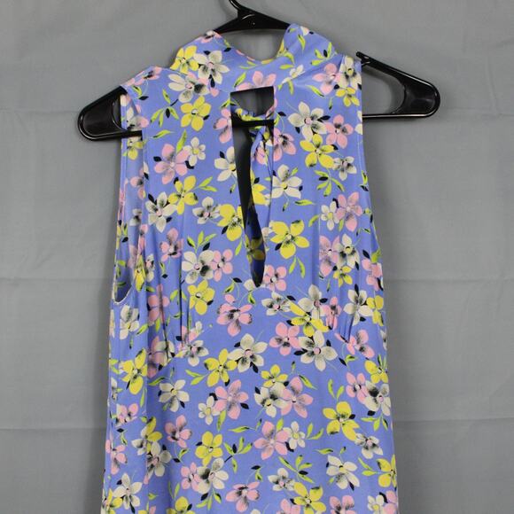 Les Reveries Dress Women Small Floral Print Silk Midi Ruffle Whimsical Boho Chic - Picture 2 of 9